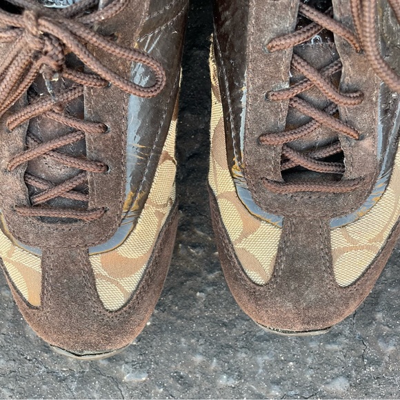 Coach Womens Kodie Oxford Flat Shoes Brown Signature Logo Leather - Picture 7 of 15